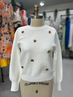 White Flowers Sweater