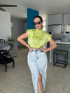 Lime Drapped Blouse