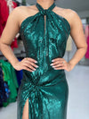 Green Sequins Maxi Dress