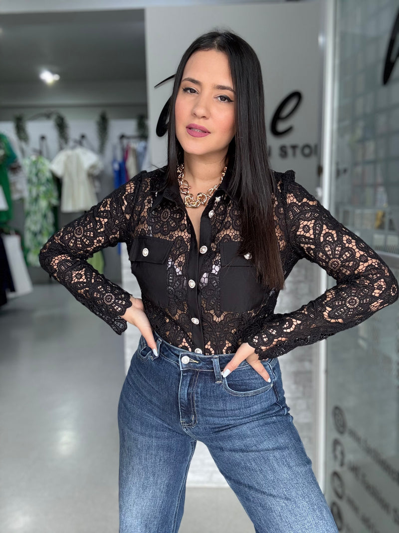 Black Lace Blouse