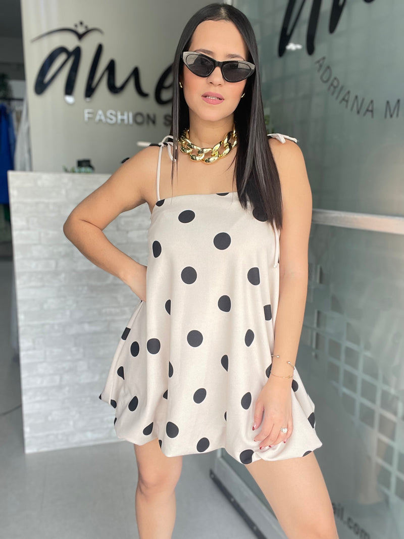 Taupe Dots Bubble Dress