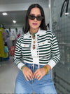 Green Stripes Sweater Top