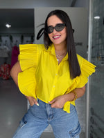 Yellow Pleated Blouse