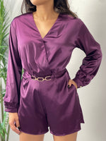 Plum Satin Romper