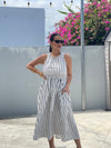 White Stripes Midi Dress