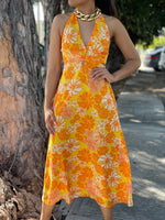 Orange Flowers Halter Dress