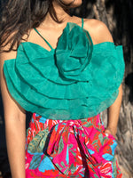 Green Organza Flower Top