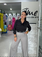Grey Stripes Bottom with Belt