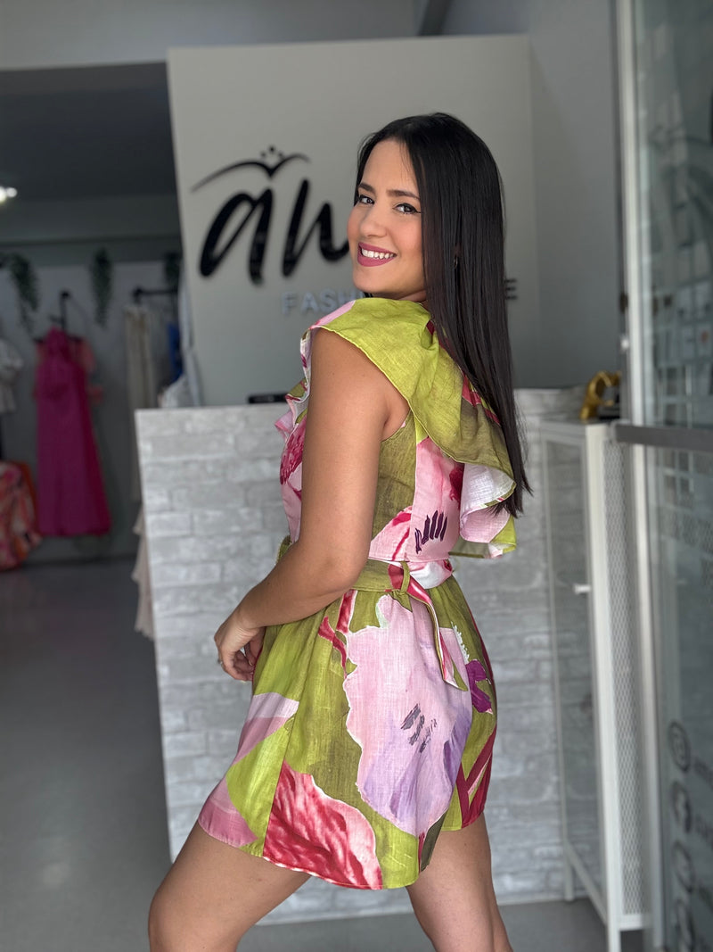 Green Tropical Romper