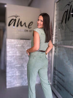 Olive Denim Jumpsuit