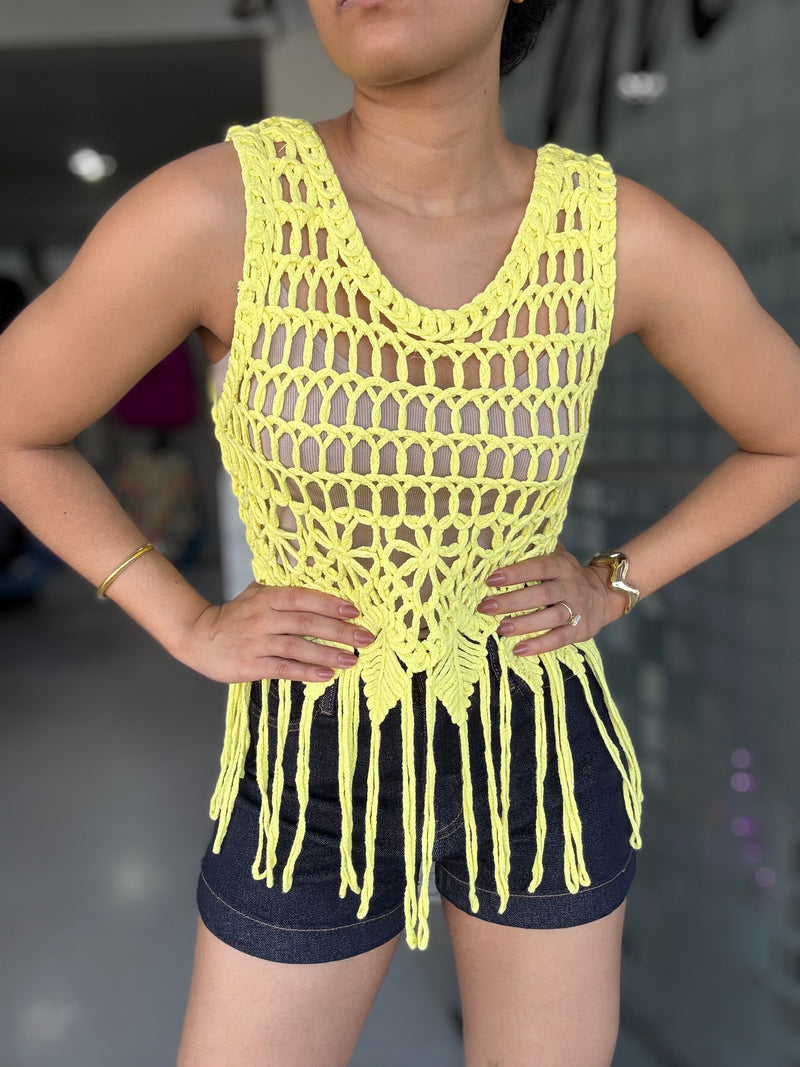 Yellow Macrame Top