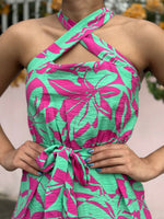 Magenta and Green Romper