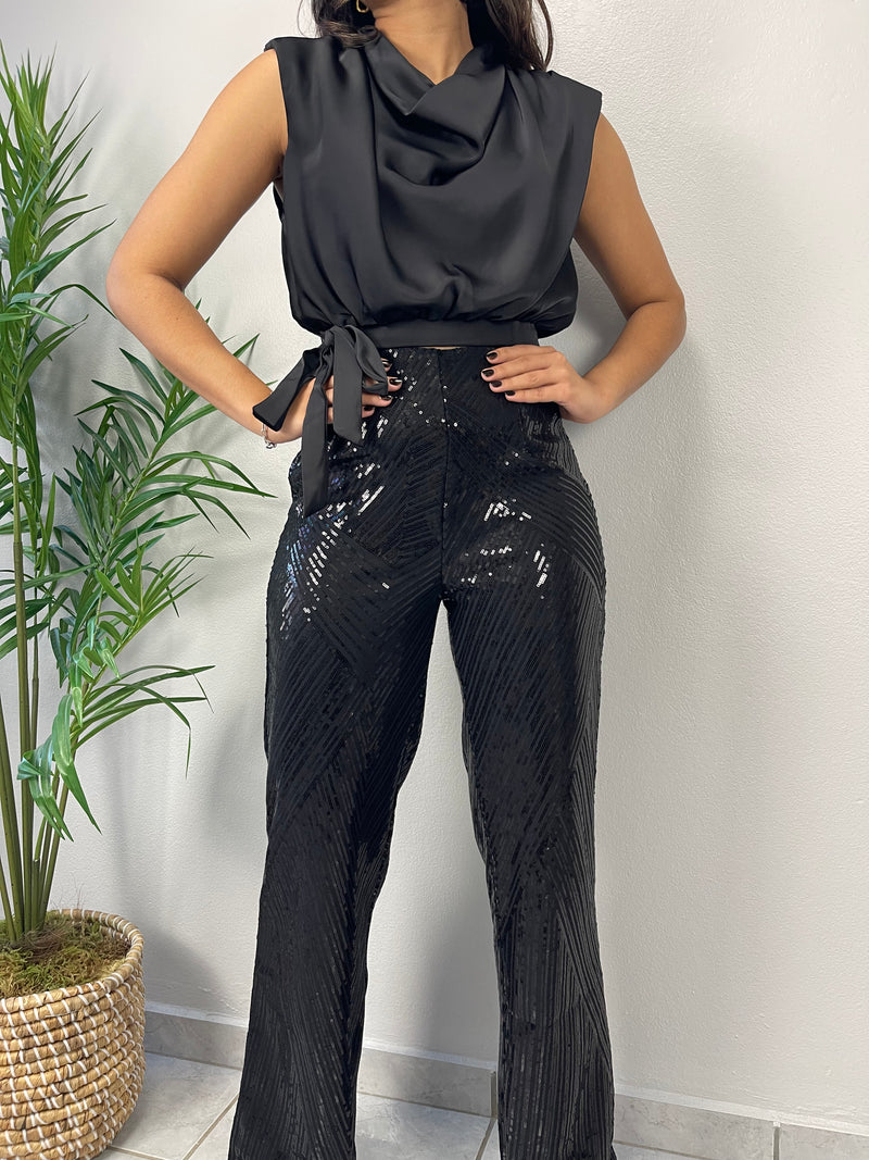 Sequins Black Pant