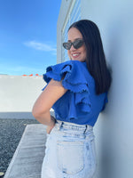 Blue Ruffles Sweater