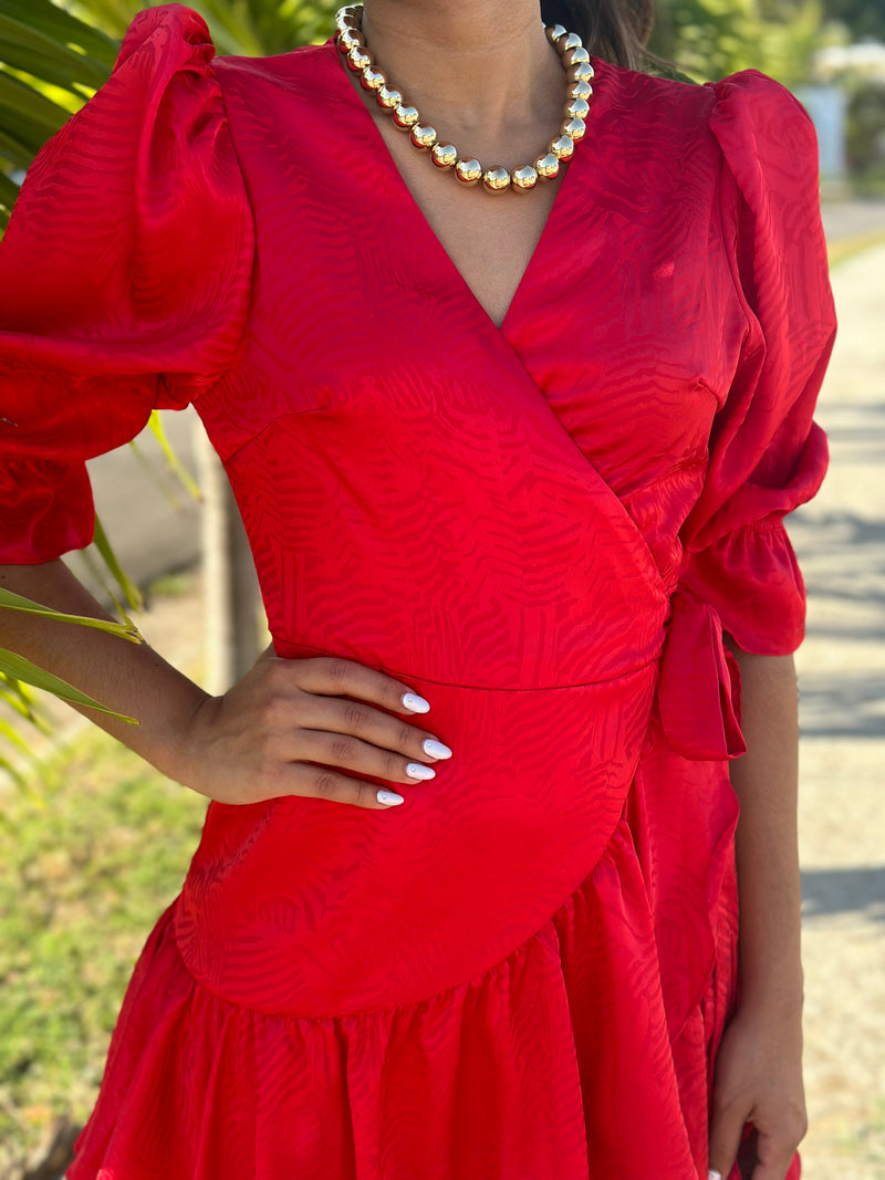 Satin Red Short Dress