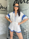 Blue and White Romper