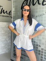 Blue and White Romper