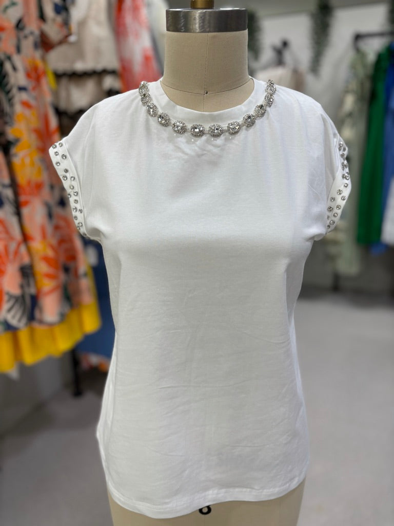 White Rhinestones T-Shirt