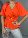 Tomato Peplum Blouse