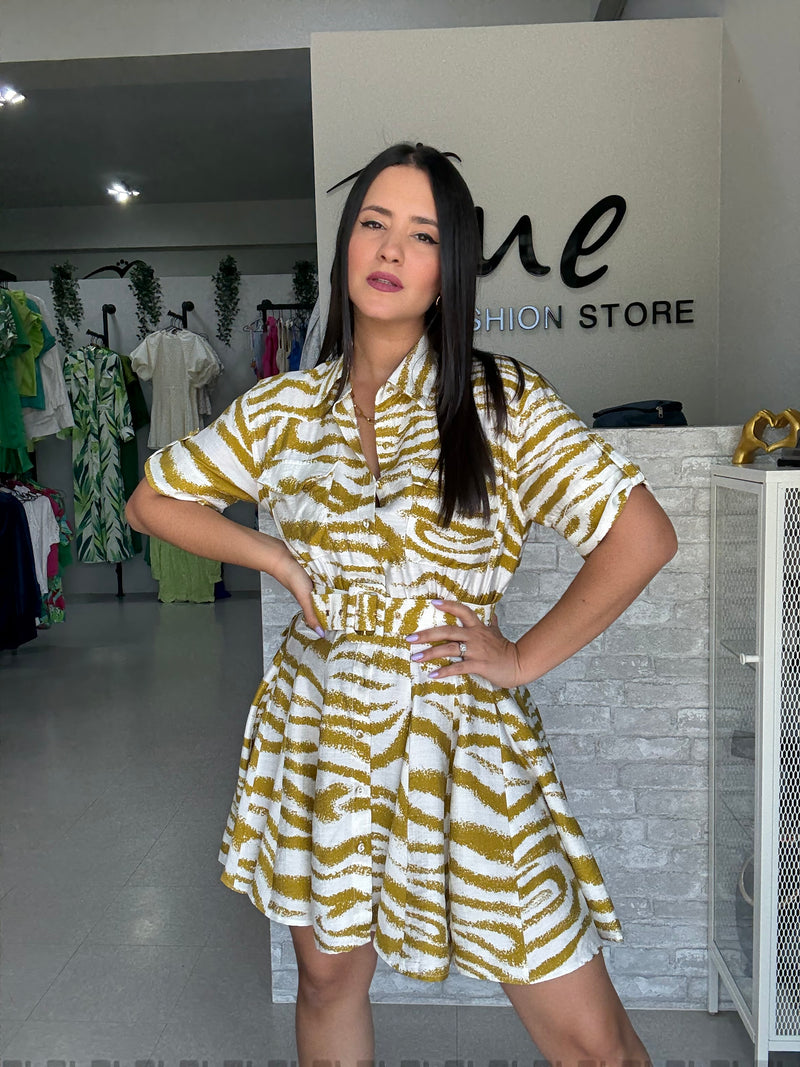 Mustard Printed Dress