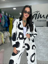 Bold Dots Black Blazer Set