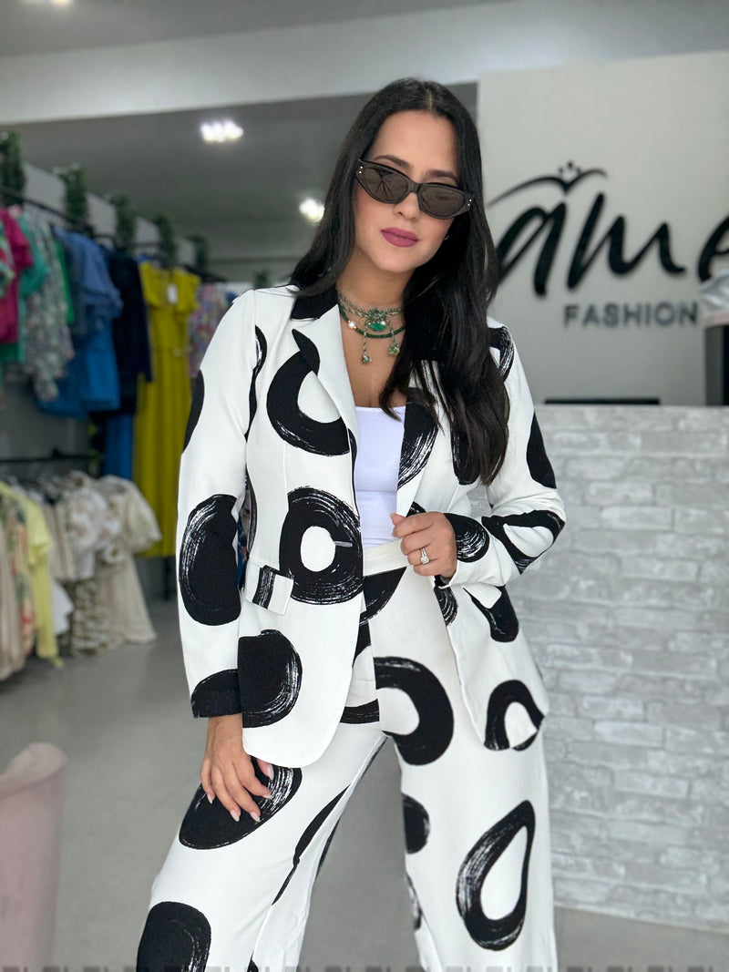 Bold Dots Black Blazer Set