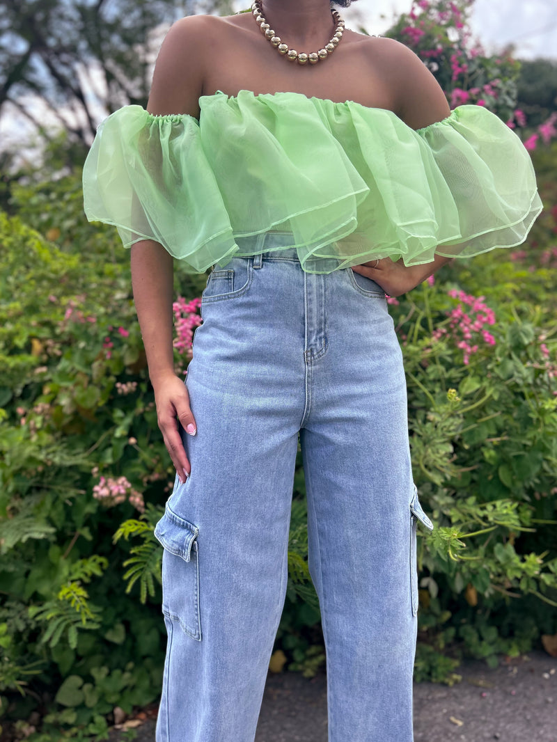 Lime Ruffles Top