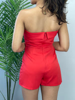 Red Strapless Romper