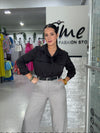 Grey Stripes Bottom with Belt