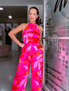 Pink Satin Jumpsuit