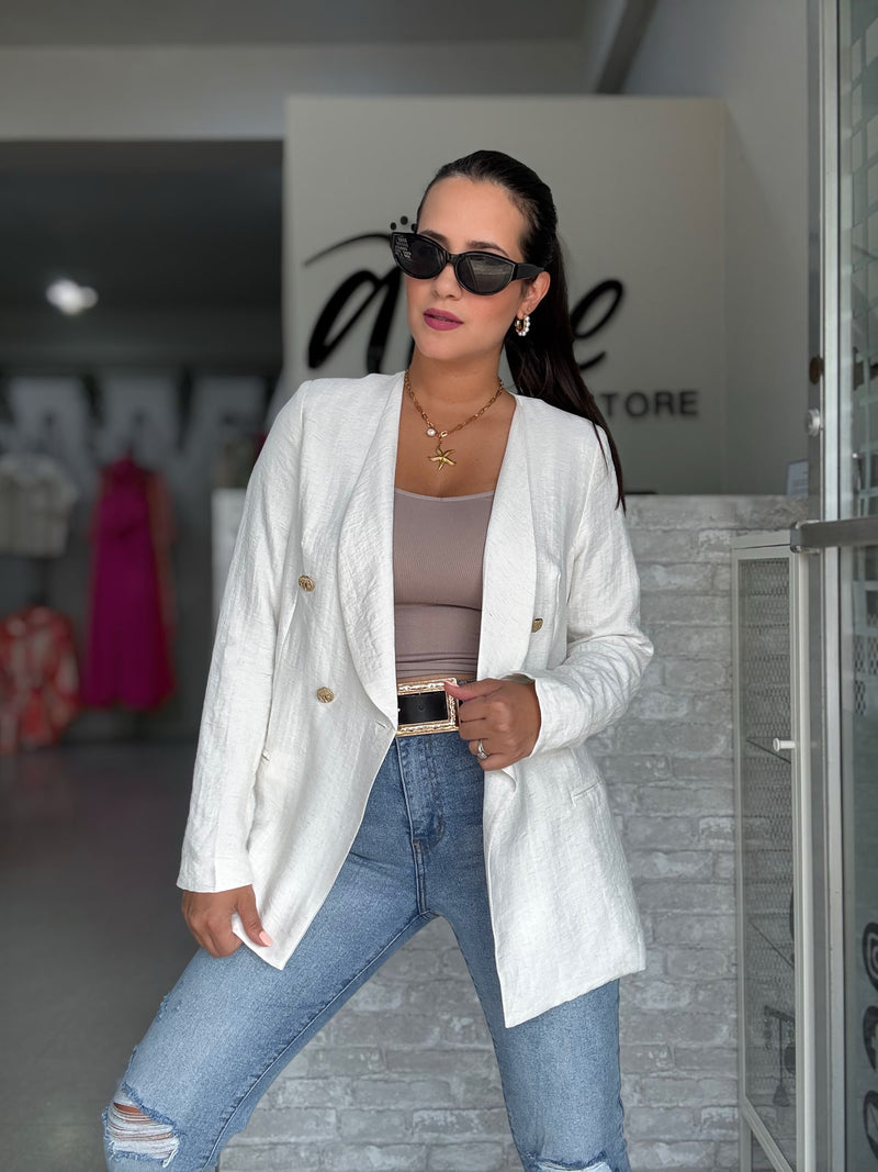 White Linen Blazer