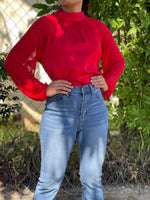 Red Rhinestones Blouse