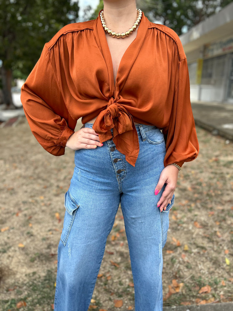 Cinnamon Satin Blouse