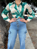 Green & Ivory Blouse