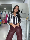 Stripes Printed Black Blouse