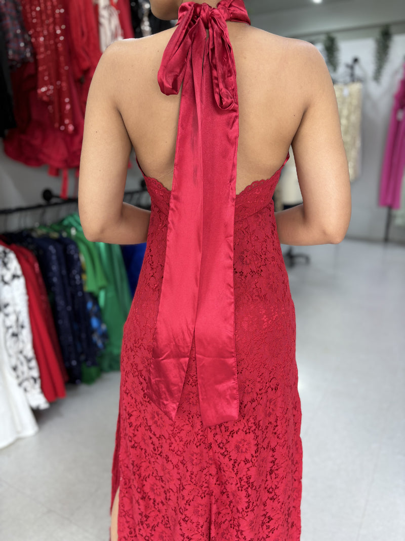 Red Lace Maxi Dress