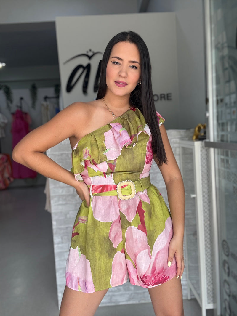 Green Tropical Romper