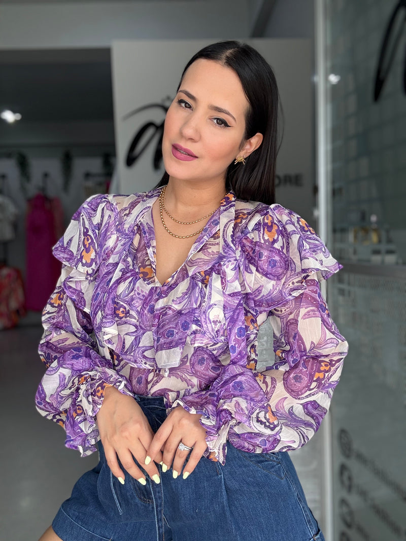 Abstract Purple Blouse