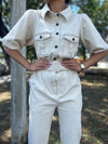 Ivory Denim Jumpsuit