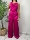 Magenta Satin Jumpsuit