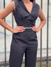 Black Rhinestones Jumpsuit