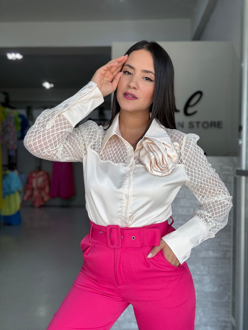 Ivory Flower Blouse