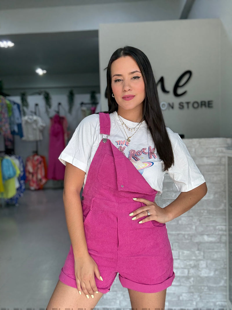 Magenta Short Overall