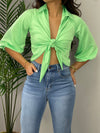 Green Satin Crop Top