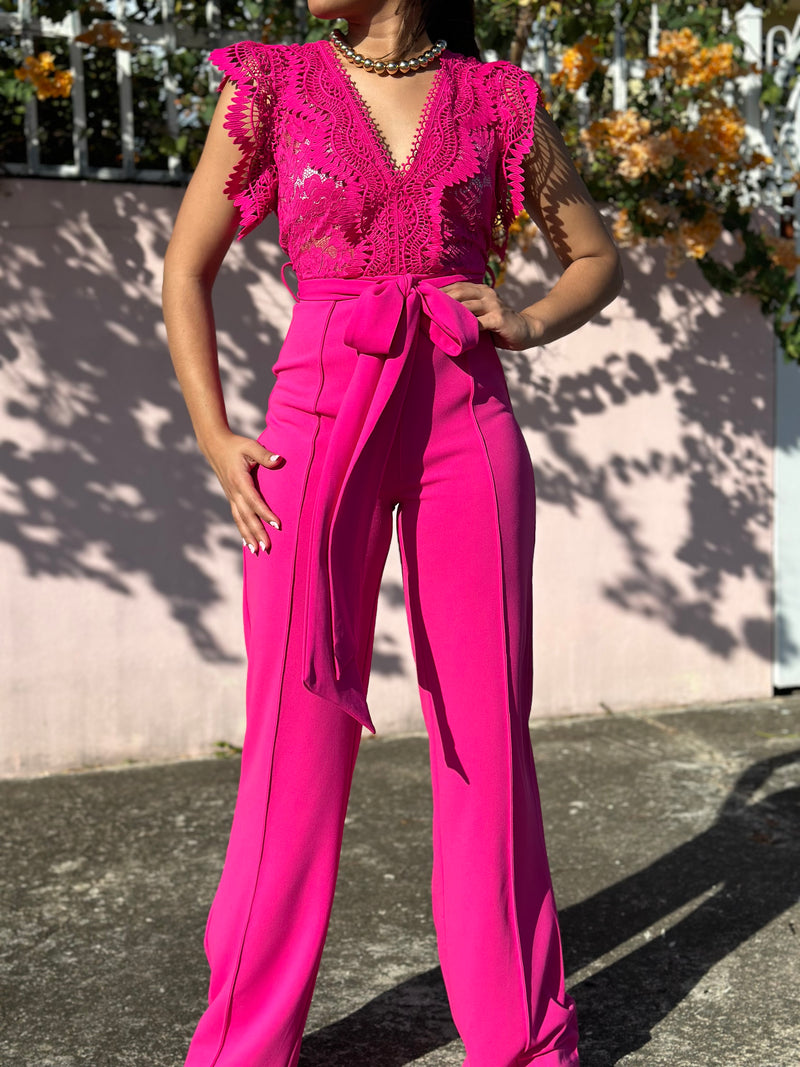 Fuchsia Lace Jumpsuit