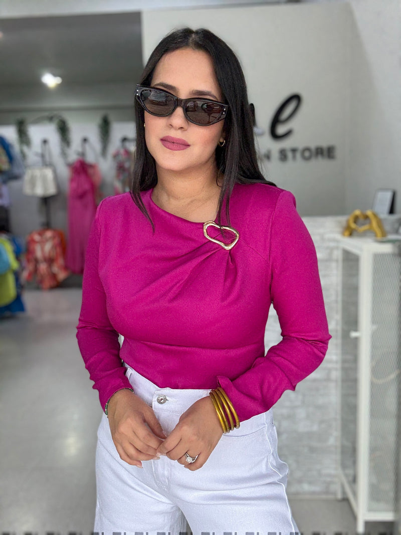 Magenta Gold Detail Blouse