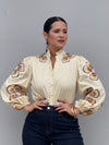 Embroidery Flower Cream Blouse