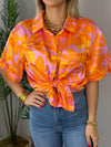 Multi Orange Satin Blouse