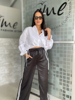 Black Satin Track Pant