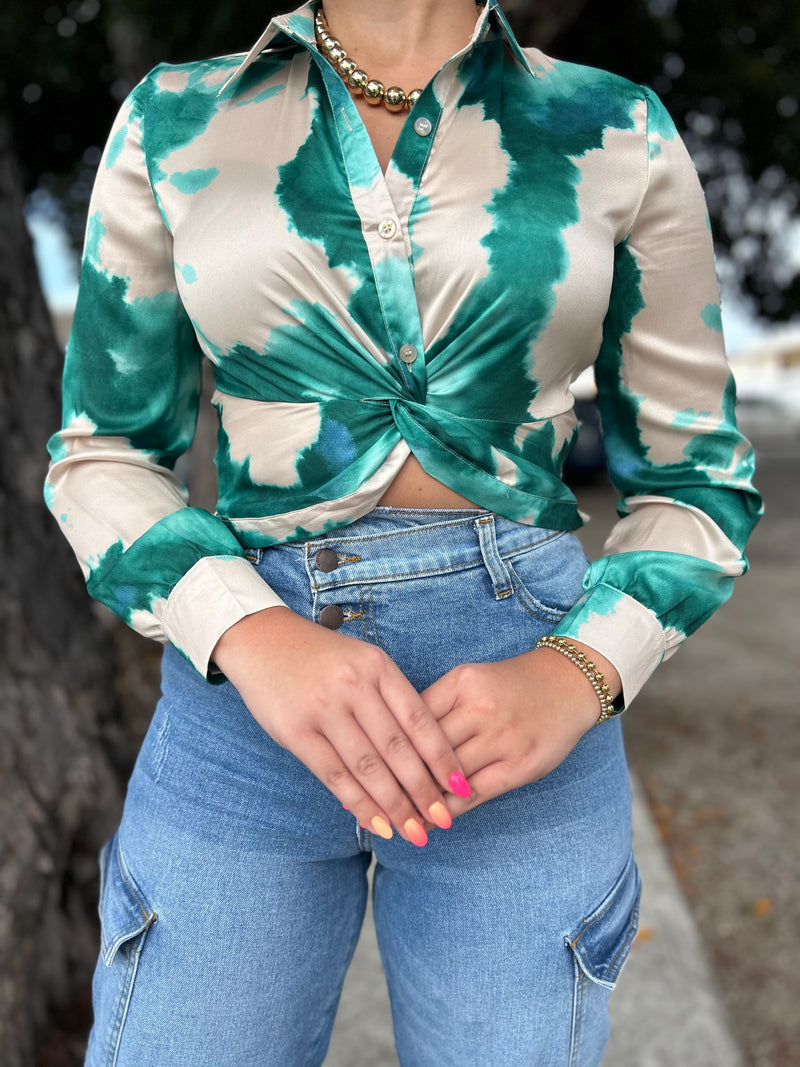 Green & Ivory Blouse